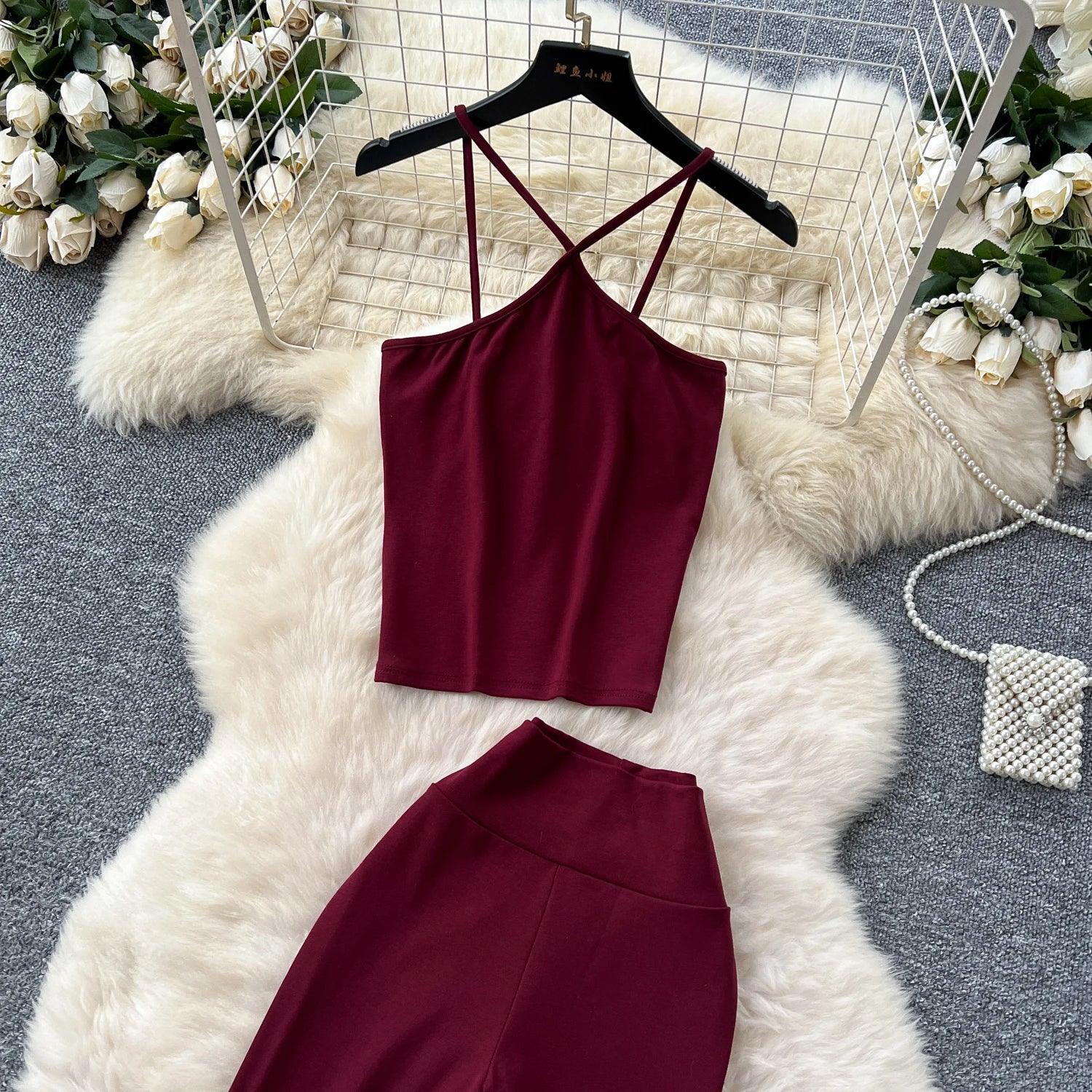Unidance Pleated Square Neck Two-Piece Set – Casual Chic for Spring/Summer - Piña Colada