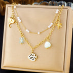 Stainless Steel Pearl Necklace - Piña Colada