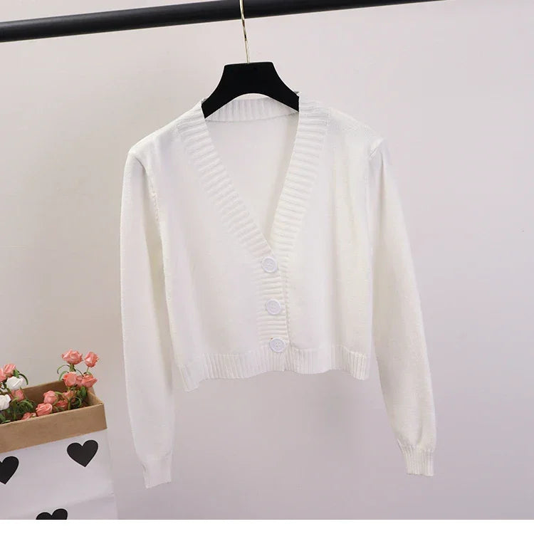 Cardigan Sweaters V Neck - Piña Colada