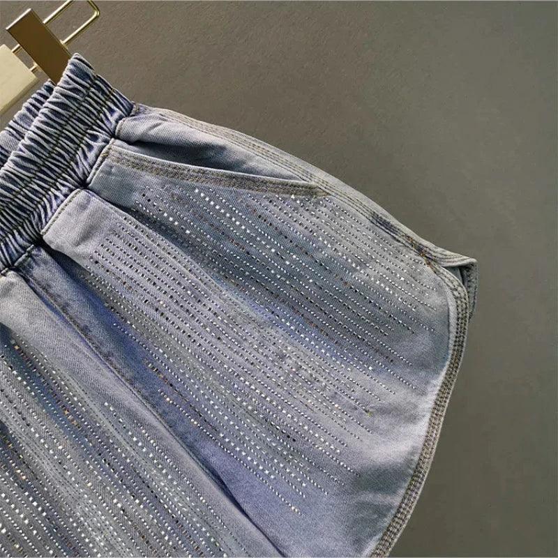 High Waist Loose Fit Denim Shorts - Piña Colada