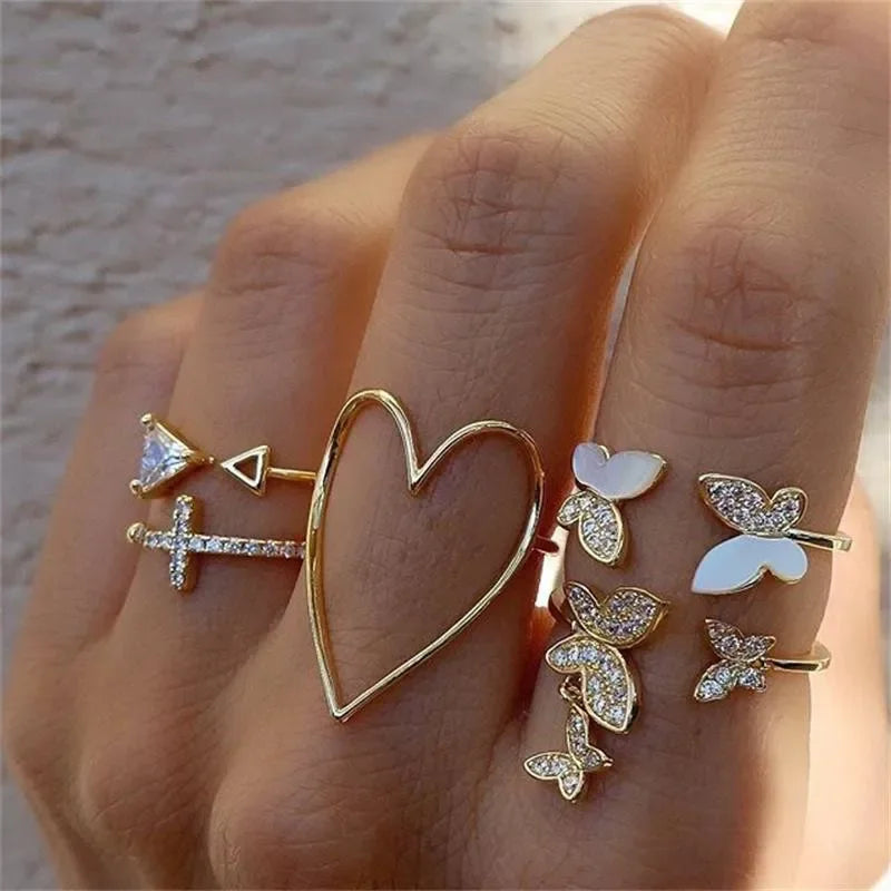 Boho Zircon Rings Set - Piña Colada