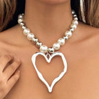 Heart Pendant Pearl Choker Necklace - Piña Colada