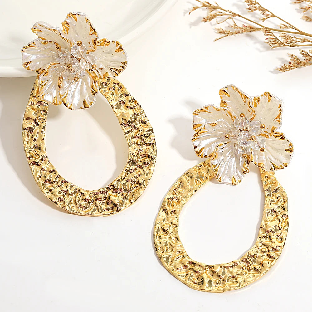 Petal Flower Water Drop Earrings