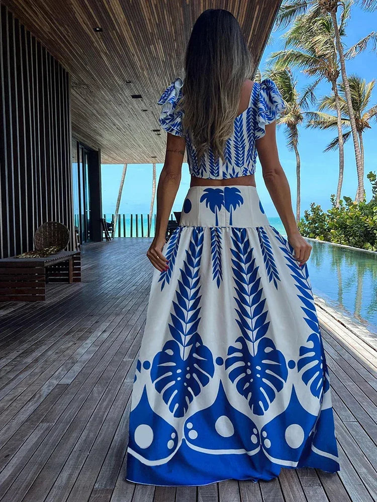 SupBora A-Line Ruched Vacation Dress Set – Summer 2025 - Piña Colada
