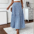 Floral Print Elastic Waist Loose - Piña Colada