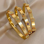 Stainless Steel Flower Cuff Bracelet - Piña Colada