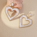 Boho Love Heart Braided Rope Drop Earrings - Piña Colada