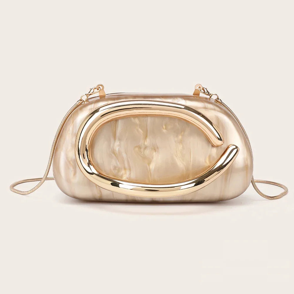 Gold Metal Crossbody Bag for Women’s Evening - Piña Colada