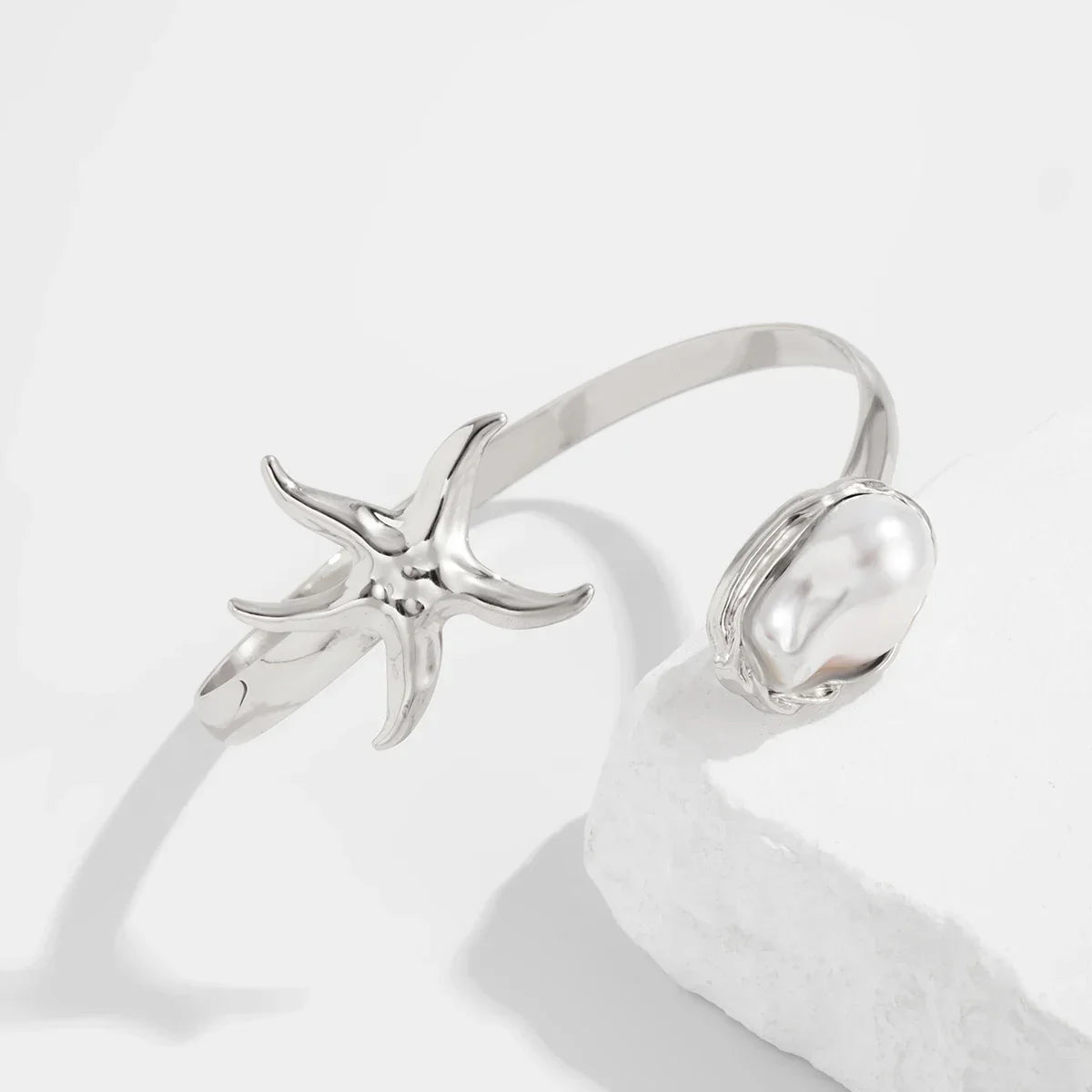 Bohemia Geometric Pearl Opening Adjustable Bracelet - Piña Colada