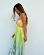 Gradient Dopamine Neckline Sleeveless Dress - Piña Colada