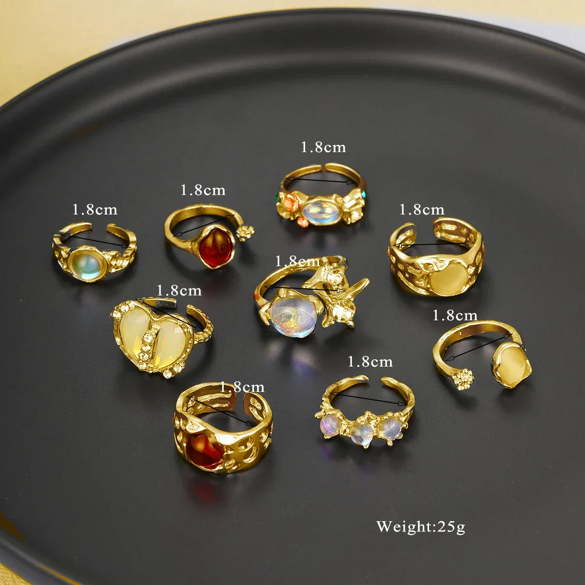 9Pcs Fashionable Women's Golden Ring - Piña Colada