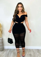 Mesh Elegance Slim-Fit Two-Piece Set – Formal &amp; Sexy Look - Piña Colada