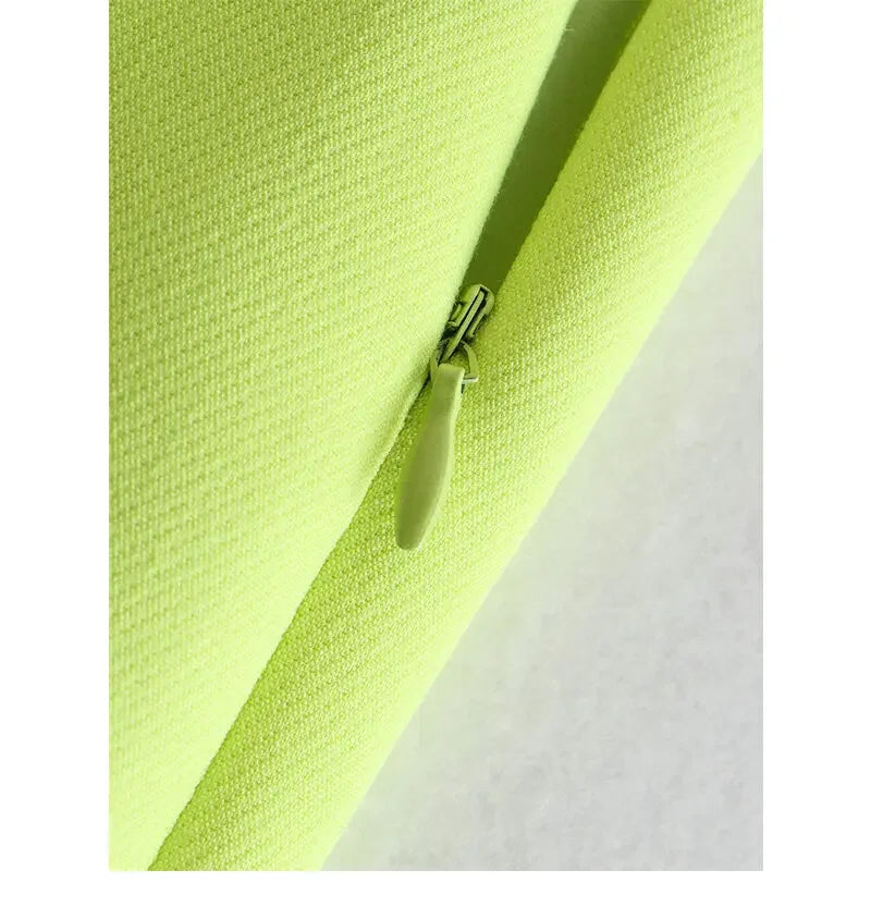 Asymmetrical High Waist Zipper Shorts - Piña Colada