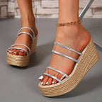 ZOKI Chunky Platform Roman Sandals – Gold/Silver - Piña Colada