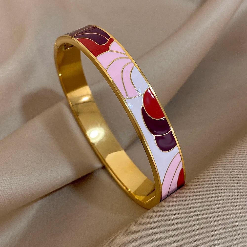 Geometric Pattern Cuff Bracelet - Piña Colada