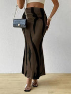 Long Skirt Casual High Waist Zebra Print - Piña Colada