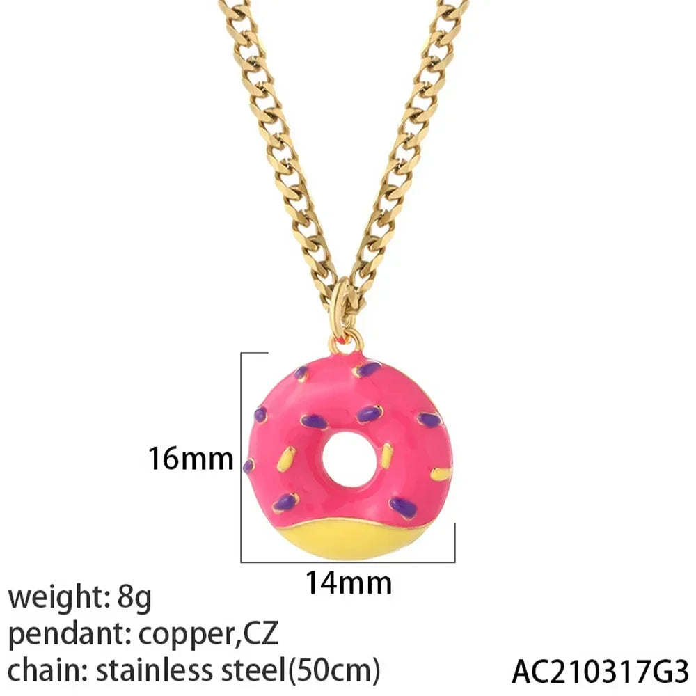 Gold Pendant Long Stainless Steel Chains - Piña Colada