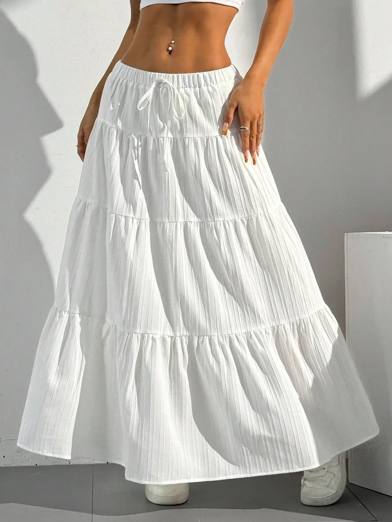 Midi Skirt with Tie Up - Piña Colada