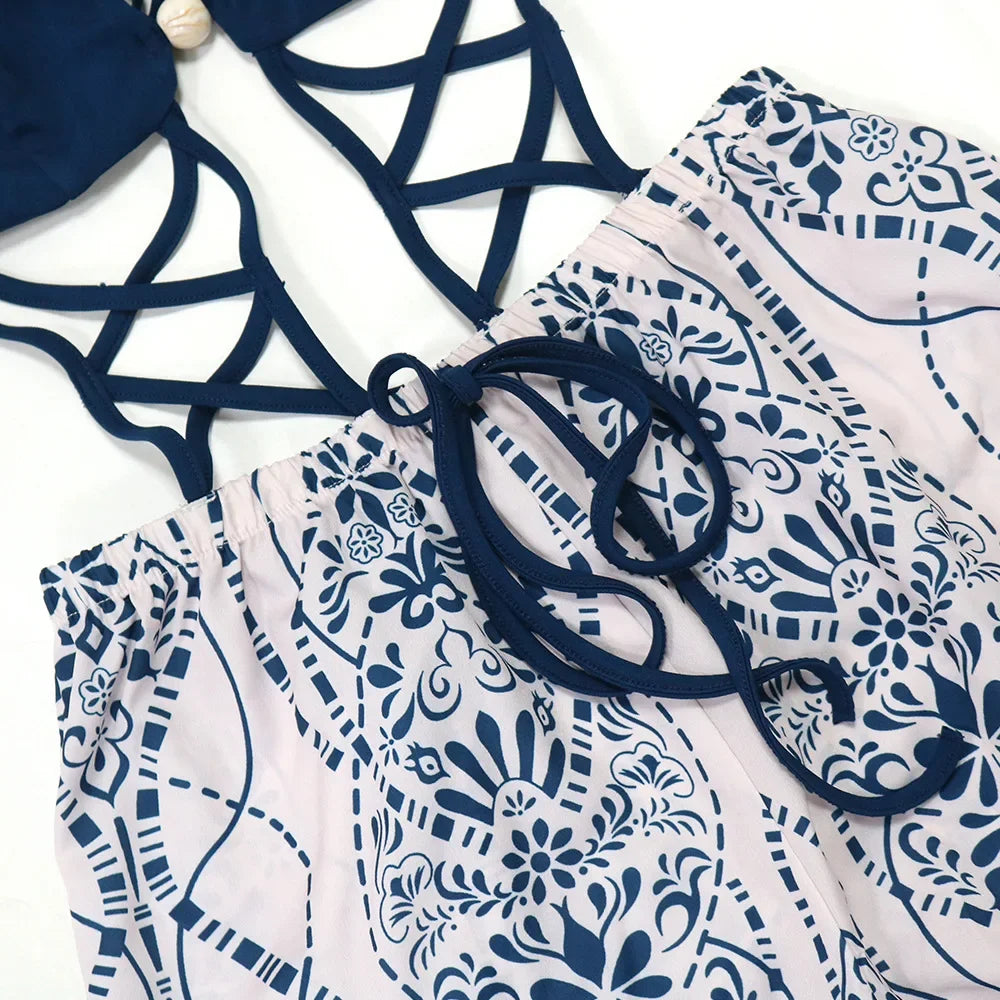 Paisley Print Wide-Leg Jumpsuit - Piña Colada