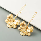 Long Drop Earrings Simple Flower - Piña Colada