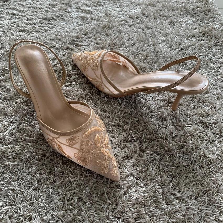 Mesh Embroidered Fashion Shoes - Piña Colada