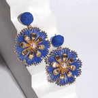 Rattan Plaited Flower Design Pearl Earrings - Piña Colada