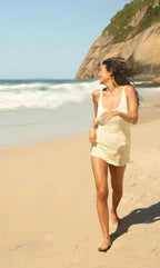 U Neck Sleeveless Knit Beach Dress - Piña Colada
