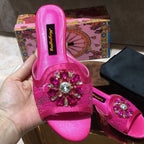 Women Slippers Rhineston Open Toe - Piña Colada