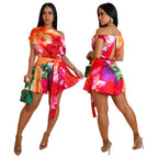 Tie Dye Print Sleeveless V-neck Jumpsuit - Piña Colada