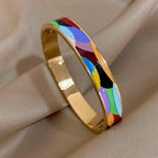 Geometric Pattern Cuff Bracelet - Piña Colada