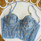 3D Floral Embroidered Bustier Cami Top - Piña Colada