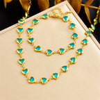 316L Stainless Steell Colour Heart Rhinestones - Piña Colada