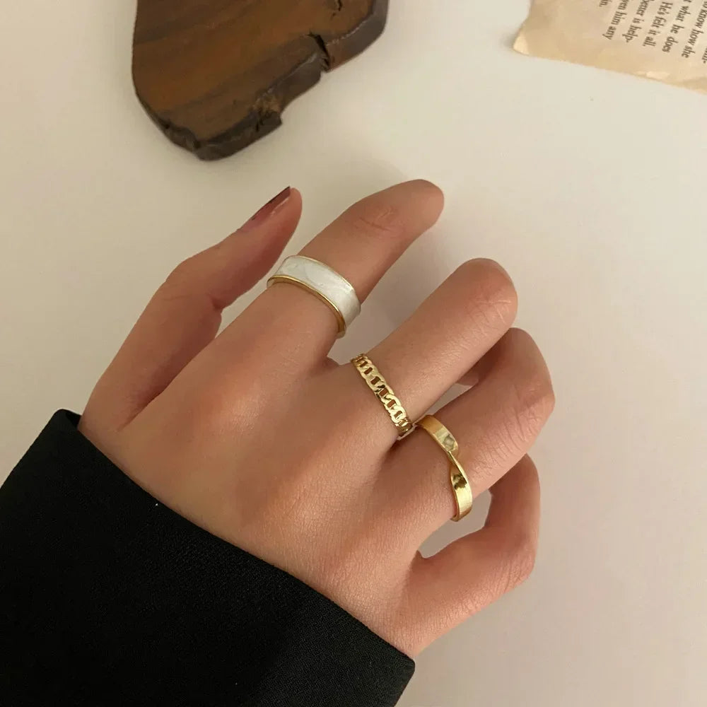 Boho Zircon Rings Set - Piña Colada
