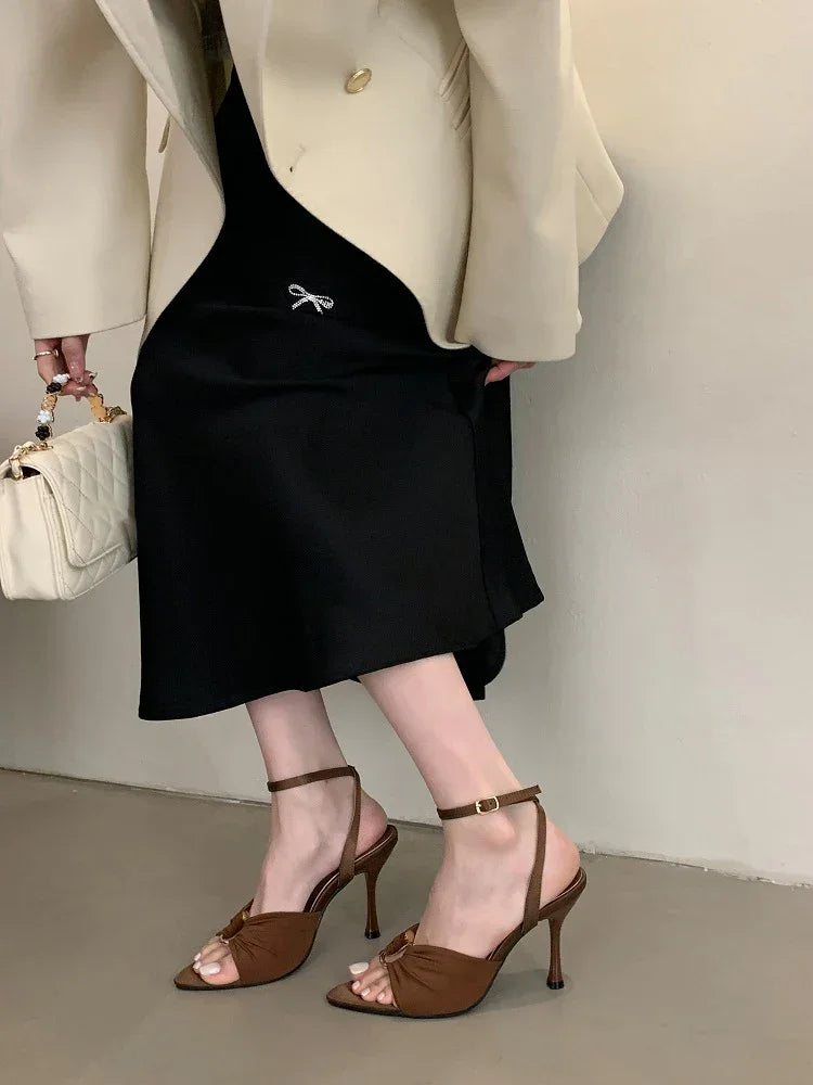 Pointed Toe Thin High Heels Sandals - Piña Colada