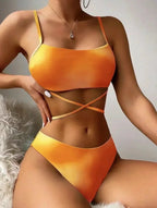 Color Tie-Dye Bikini Set Three-Piece - Piña Colada