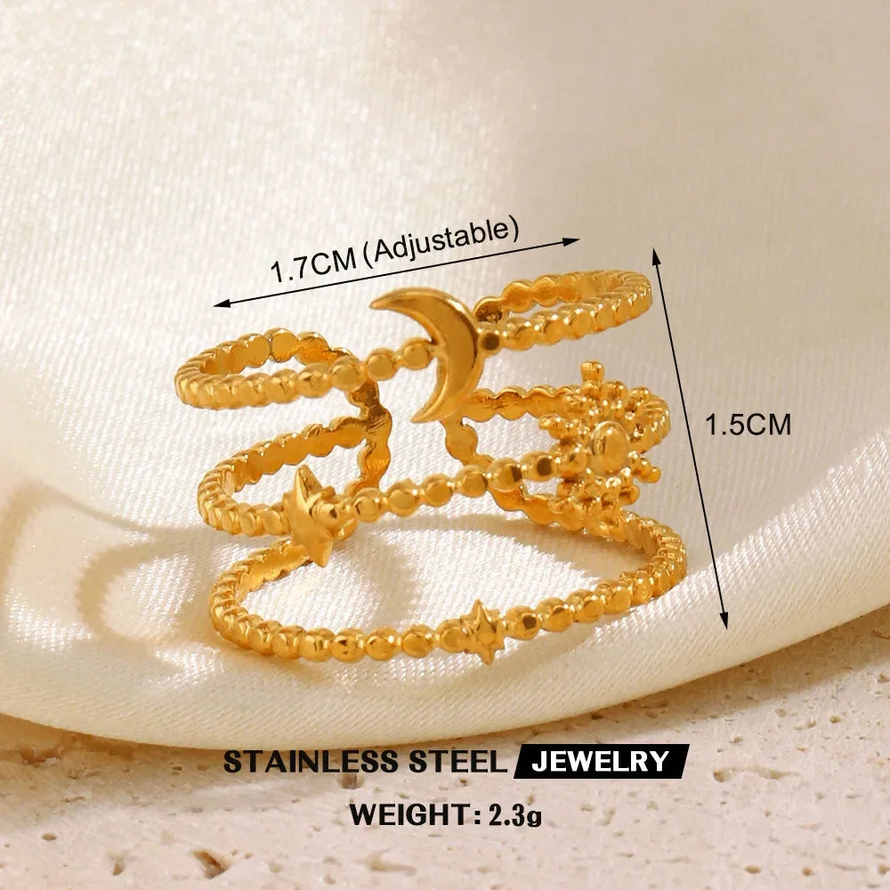 Gold Color Stainless Steel Heart Ring - Piña Colada