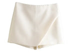 Asymmetrical High Waist Zipper Shorts - Piña Colada