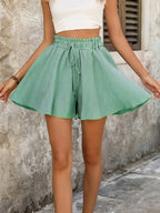 High-Waist Casual Folded Shorts - Piña Colada
