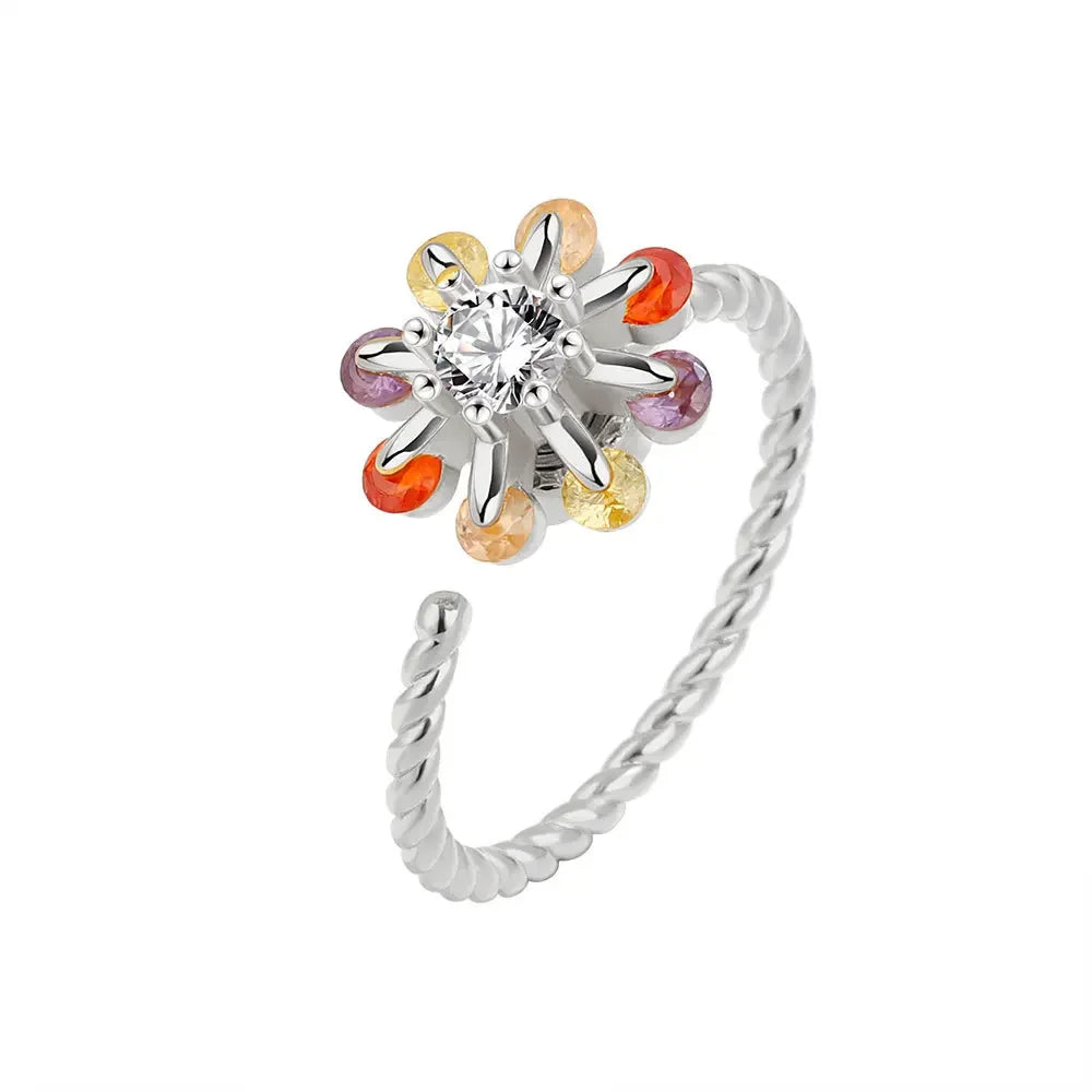 Spinner Ring Crystal Flower - Piña Colada