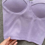 Strapless Summer Casual Crop Tops with Built In Bras - Piña Colada