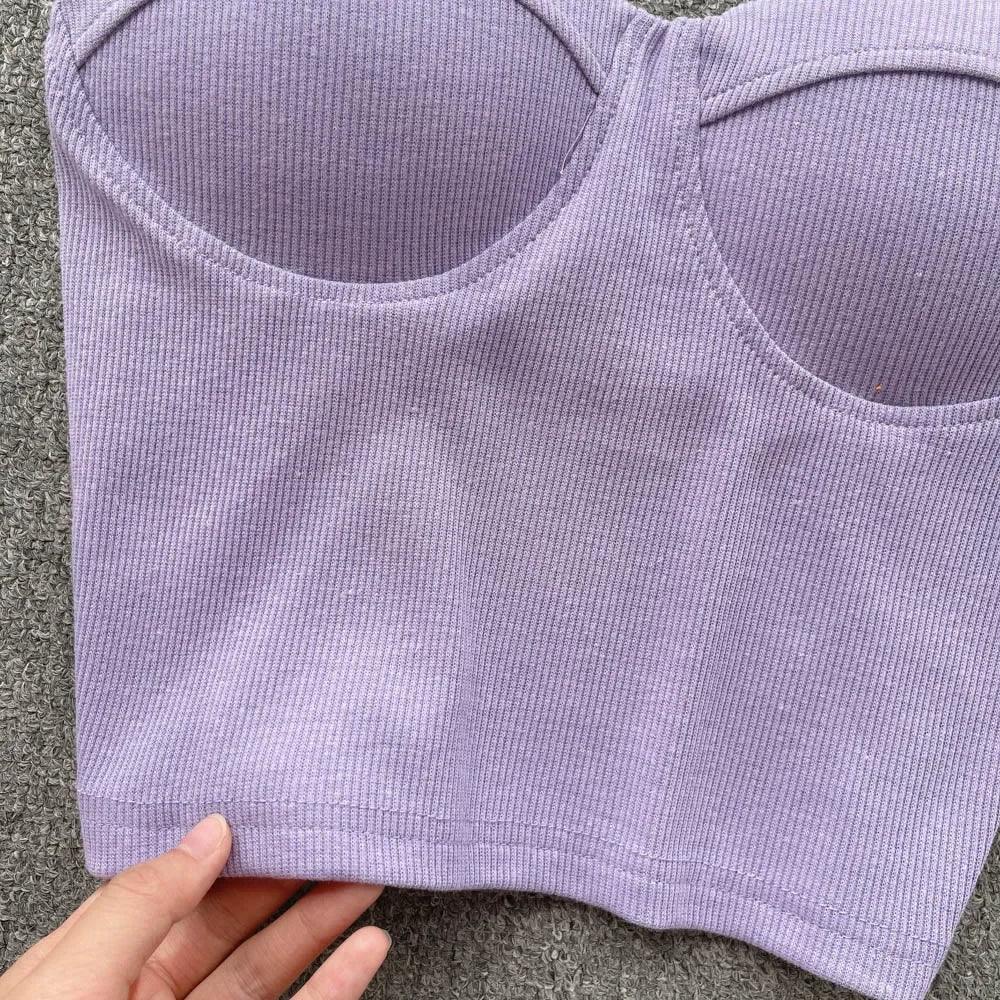 Strapless Summer Casual Crop Tops with Built In Bras - Piña Colada