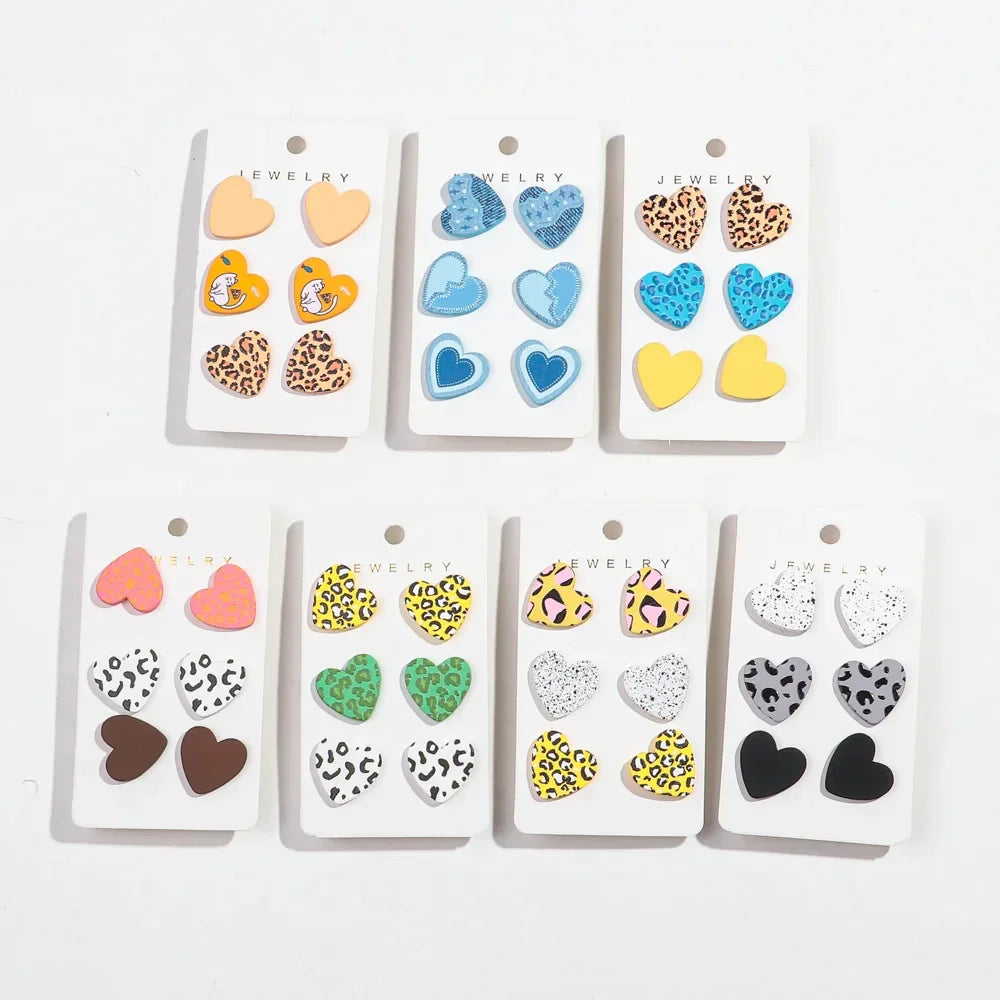 3Pairs/set Colorful Acrylic Earrings - Piña Colada