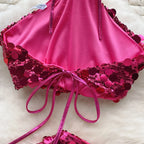 Sequin Top And Skirt Set Sparkly - Piña Colada