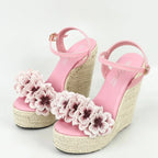 Wedge Sandals with Flower - Piña Colada