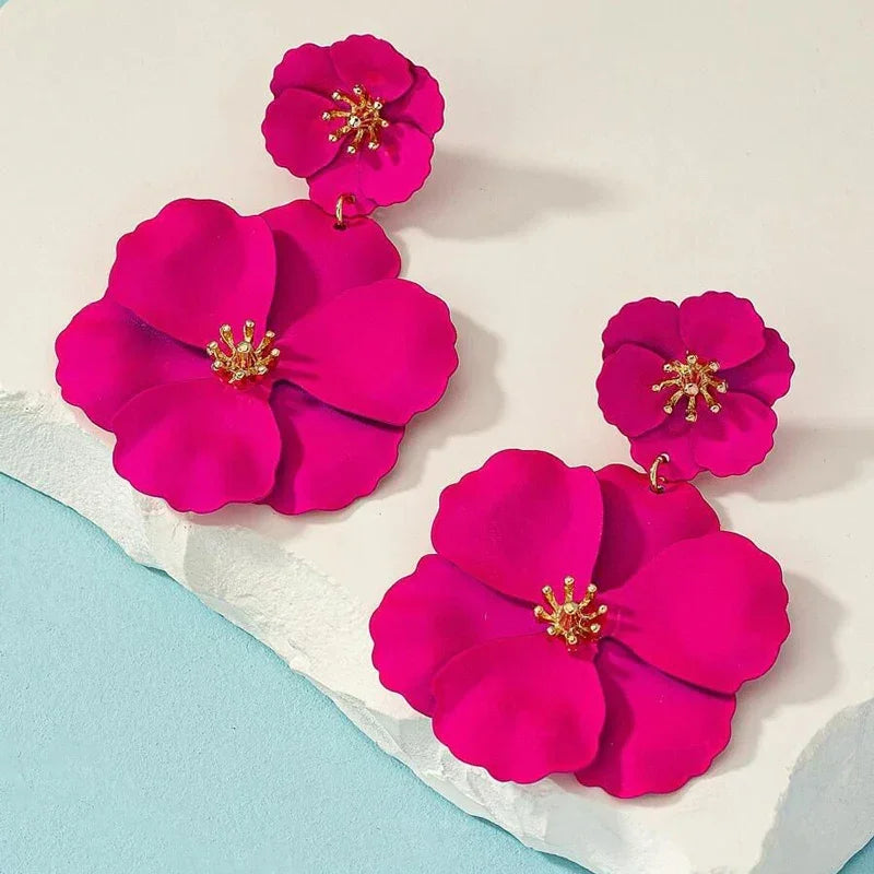 Flower Drop Earrings - Piña Colada