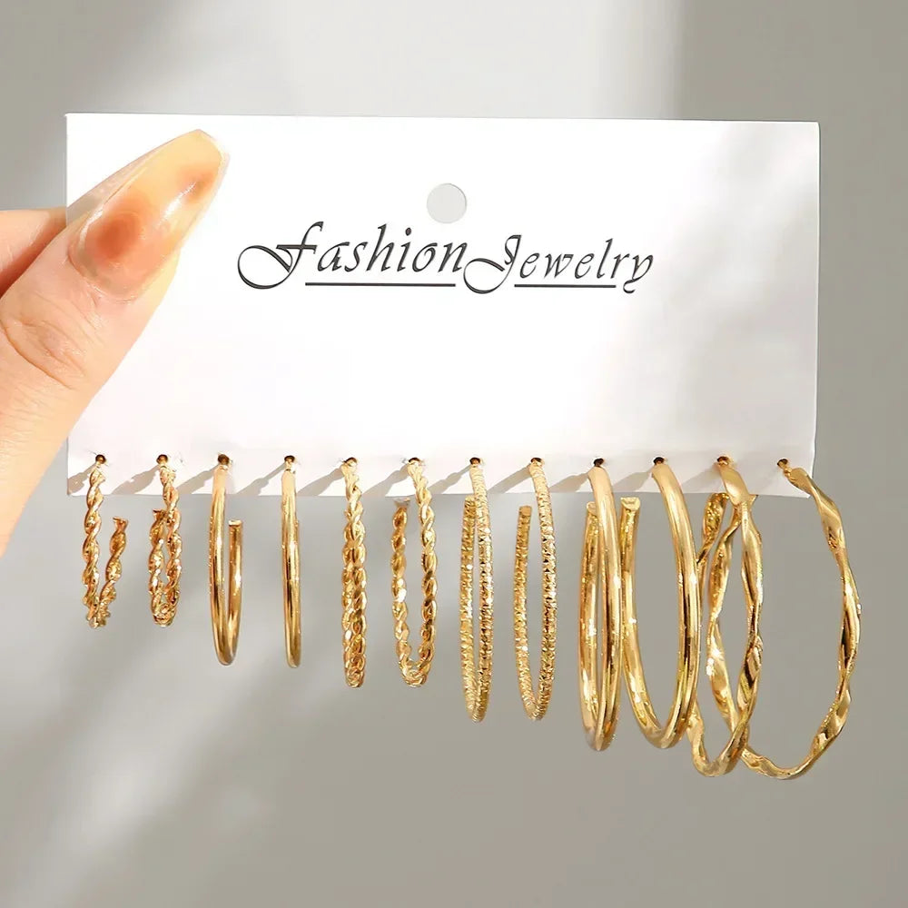 Pearl Hoop Earrings Set - Piña Colada