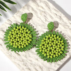 Boho Raffia Flower Drop Earrings - Piña Colada