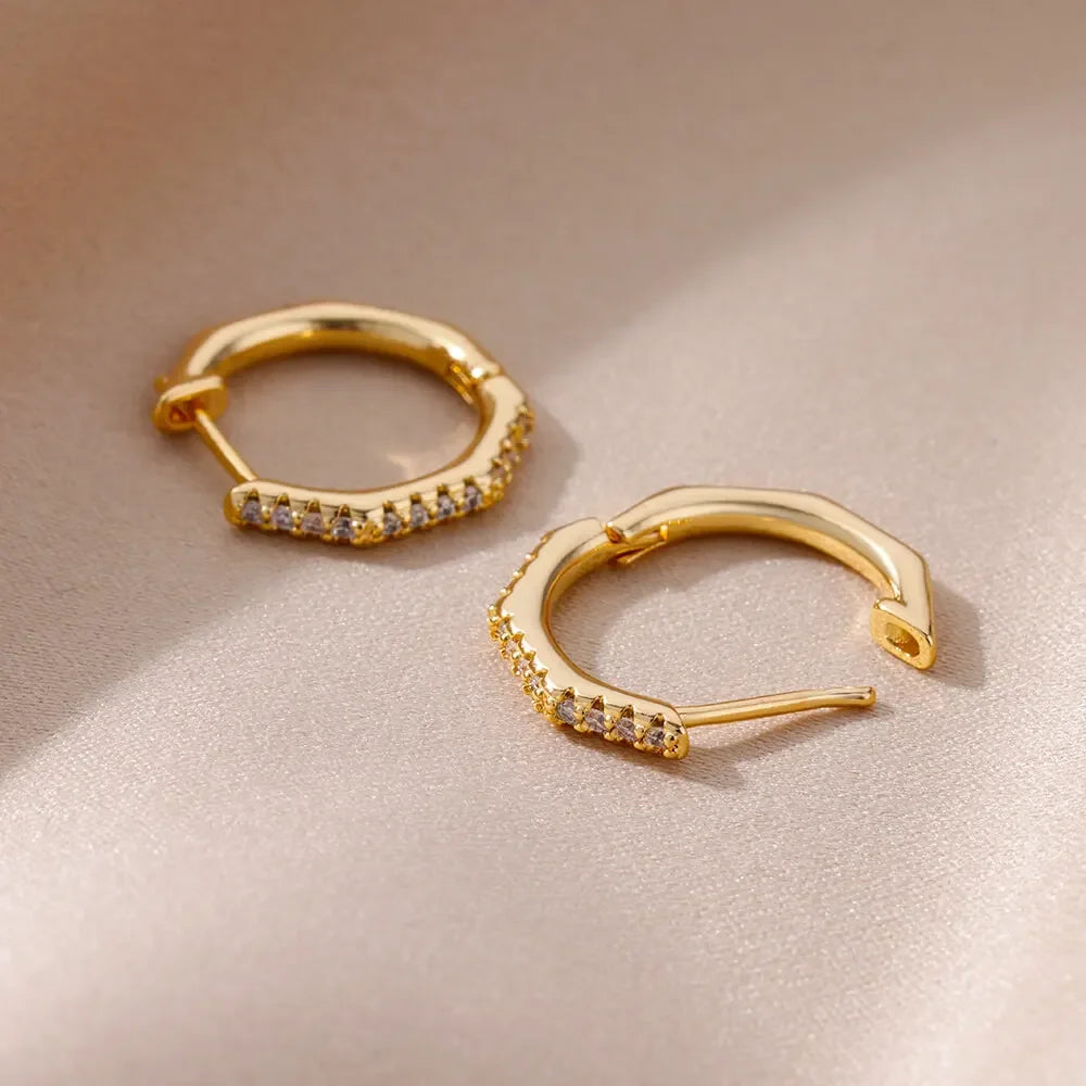 Zircon Polygon Earrings For Women Stainless Steel Geometric - Piña Colada