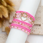 Bohemian Heart Beaded Bracelets - Piña Colada