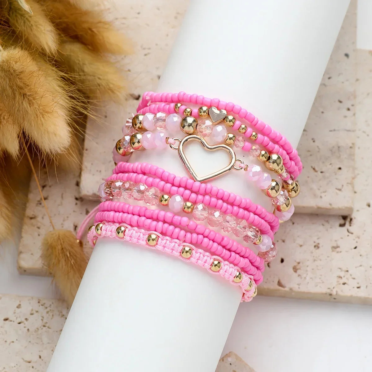Bohemian Heart Beaded Bracelets - Piña Colada
